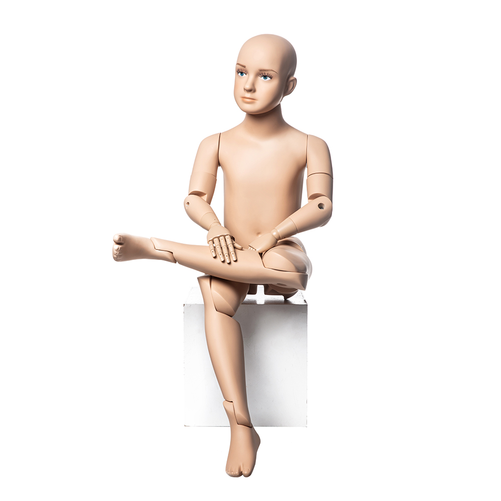 时尚逼真的儿童人体模型可调节关节人体模型鬃毛全身肤色假人显示