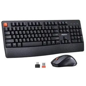 MEETION C4130 keyboard and mouse euro full size silent touch Windows/macLaptop/PC//Andriod hand rest keyboard mouse