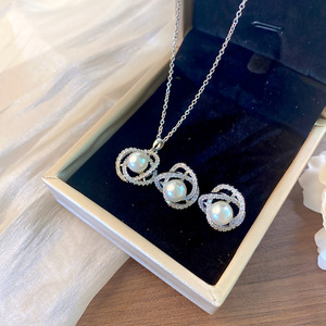 Hochwertige Damen All-Match Schlüsselbein Kette Kamelie eingelegt Perle Zirkon <span class=keywords><strong>Set</strong></span> Edelstahl Echt Vergoldung Jubiläum - Product Image 3