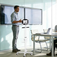 Station de travail mobile moderne, chariot pour ordinateur portable et tablette, 4 roulettes, montage VESA, mobilier commercial