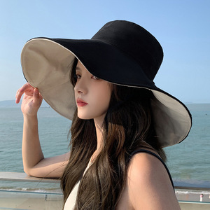 <b>Reversible</b> Double-Sided <b>Bucket</b> <b>Hat</b> With Contrast Color For Women Beach Summer Sun Protection Casual Style - Product Image 6