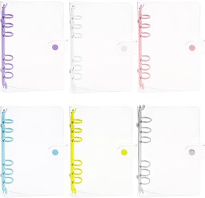 Ngân sách A5 6 gói da A6 chất kết dính trong suốt 6 Vòng chất kết dính rõ ràng mềm máy tính xách tay bìa kế hoạch thư mục Bìa <span class=keywords><strong>Snap</strong></span> Nút - Product Image 1