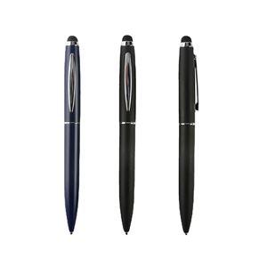 2 in 1 Stylus Touch Screen Twist Metal Ballpoint <b>Pen</b>, Rubber Coated Dual Function <b>Tablet</b> Phone Stylus <b>Pen</b> Custom Logo Business - Product Image 1
