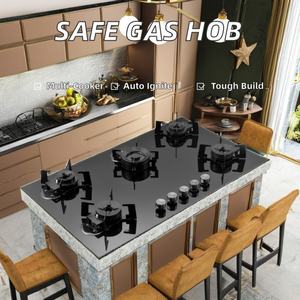 Table de cuisson à gaz de sécurité professionnelle avec allumage électronique, efficacité énergétique A++, surface céramique/verre, 4 brûleurs encastrables pour la vente en gros - Product Image 2