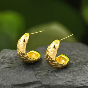 Boucles d'oreilles créoles tendance en acier inoxydable 316L, plaqué or PVD, résistantes et durables - Product Image 3