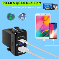 Prise de chargeur de voiture 12V-24V avec voltmètre, ports USB PD et QC3.0, chargeur rapide pour Toyota FJ Cruiser Fortuner 4runner Tundra Hilux