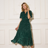 Herbst Winter Rot Schwarz Kurzarm Samtkleid Cocktailparty Club Burnout-Druck Samtkleid für Damen