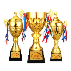 EU Wholesale Acrylic Base Large Size Customized Gold Foil Logo Sports Awards Cheap Metal Trophy