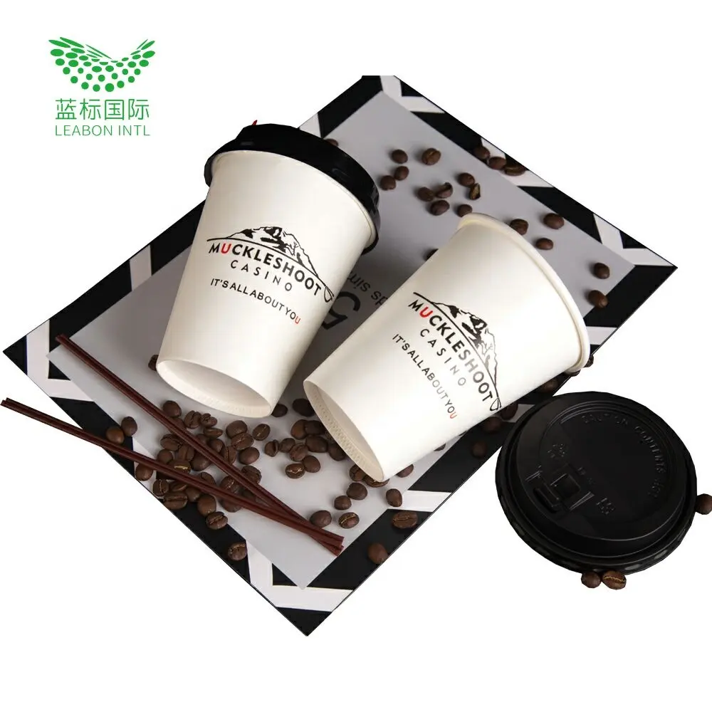 Tasses à café biodégradables, lot de 100 tasses à café jetables en papier avec Logo imprimé personnalisé, à emporter