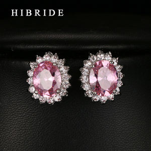 赤いラインストーンイヤリングファッションジュエリー2017ウェディングギフト用女性スタッドイヤリングHIBRIDE E-235 - Product Image 3