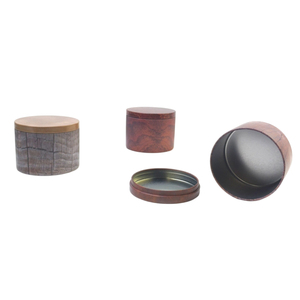 <span class=keywords><strong>Retro</strong></span> gỗ-hạt phong cách hương liệu nến <span class=keywords><strong>tin</strong></span> có thể một mảnh kéo dài nắp tinplate container - Product Image 3