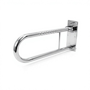 Barre d'appui pliante en acier inoxydable 304 robuste en forme de U, polie, pour salle de bain - Product Image 1