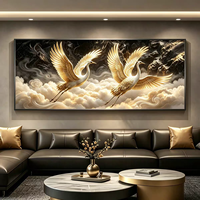 Grande Décoration Murale Horizontale Lion Doré 3D Moderne Tendance Décoration Intérieure Vente en Gros MDF Robuste Durable Peinture Porcelaine HD Effet Cristal