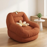 Fauteuil inclinable en velours avec rangement - Siège individuel compact pour chambre/balcon/salon - Chaise nid douillet de luxe