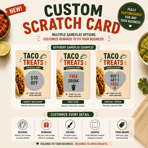 Tarjetas Rasca y Gana Personalizables al por Mayor con Logotipo y Tamaño a Medida para Cualquier Negocio de Alimentos, Tarjetas de Descuento - Product Image 2