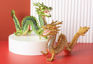 Esmalte de peltre Regalos de negocios de gama alta Zodiaco Diamante completo Metal Dragón Adornos de oficina Regalo DE BODA Estatua de dragón - Product Image 4