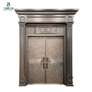 Porte d'entrée avant en aluminium moulé sur mesure avec colonne romaine Design Double porte Sculpture exquise - Product Image 5