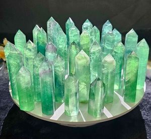 En gros, Pierre de guérison en fluorite verte naturelle polie, en forme de sphère, tour ou baguette, pour le thème de l'amour et l'artisanat de Noël - Product Image 6