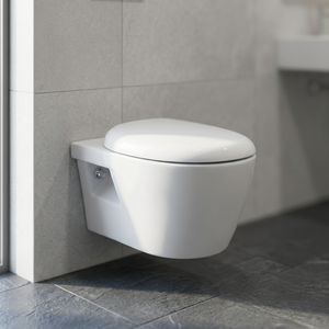 Inodoro colgado en la pared de porcelana redonda sin montura para lavado de artículos sanitarios de baño de cerámica de diseño moderno con tanque y sistemas de ahorro de agua - Product Image 1