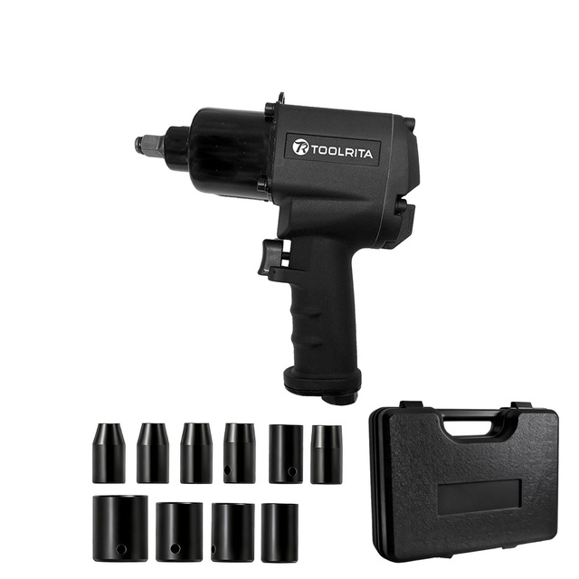 High Torque 850Nm 627Ft-lbs Pneumatic Air Impact Wrench Kit for Car Tire Nut Opener