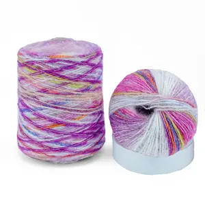 Flash Fancy Yarn Shining Colored Beautiful Hand Knitting Yarn For Spray 3.6NM Gold Thread Rabbit Spray Yarn