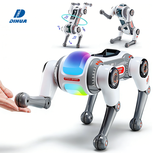 Intelligent Robotic Pet 2.4G RC Bionic Stunt Robot Dog with Lifelike Tricks AI Voice Interaction and Dynamic LED Light and Music