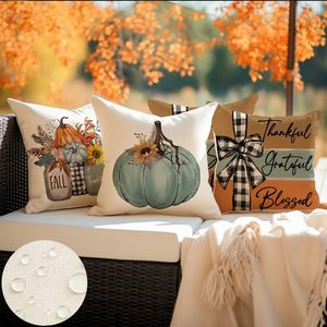 RABUSOFA-Conjunto de 4 fundas de almohada decorativas para patio, decoración de Acción de Gracias, impermeable, para exteriores, 18x18 pulgadas - Product Image 5