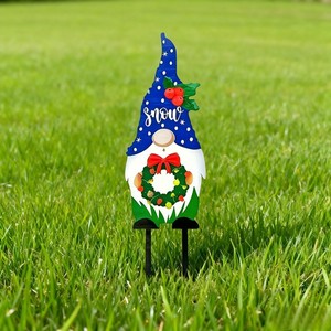 Gnomo de Jardín Navideño de Hierro, Adorno Decorativo para Exteriores, Decoración Navideña para Césped - Product Image 2
