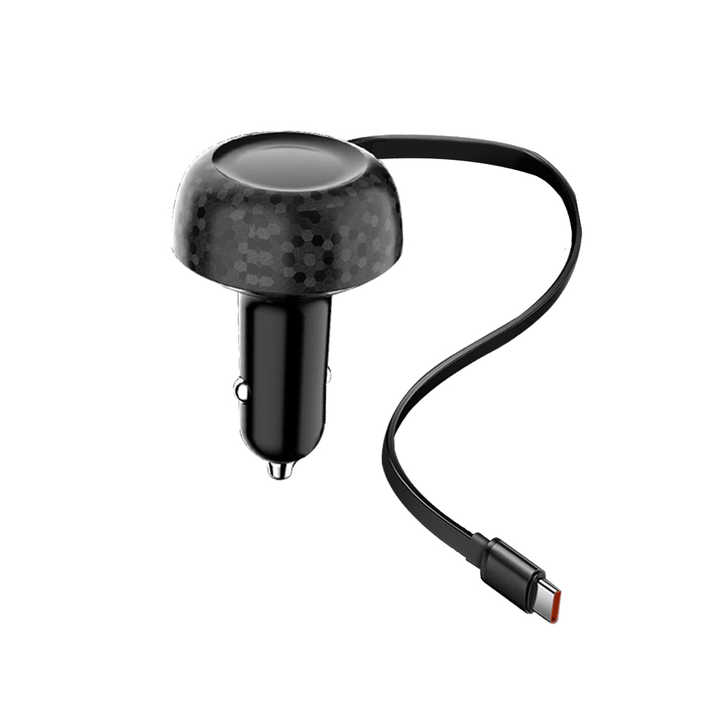 USB Type C Port 2 in 1 Retractable Quick Power Supply Adapter Super Fast Car Charger