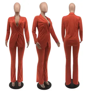 FELISDA — costume pantalon de marque pour femme, Streetwear, rouge, rose, Blazer de bureau, ensemble formel pour dames, automne, hiver