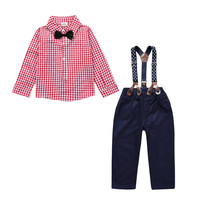 Nouveau-né bébé garçon vêtements ensembles à manches longues costume à carreaux 2 pièces tenues coton robe de soirée unisexe automne nouveau-né ensemble de vêtements