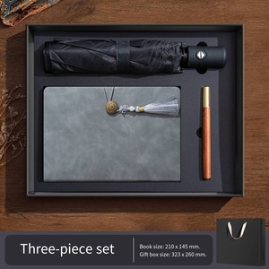 Custom Logo Luxury Leather Notebook Gift Set With Wooden Pen Fully Automatic Umbrel Tassel Decor Graduation Business Present - Product Image 5