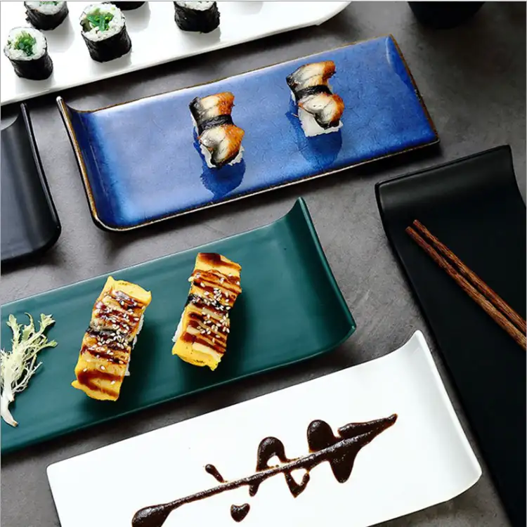 2020 Nieuwe Trend Japanse Creatieve Rechthoekige Platte Keramische Sushi Dessertbord Thuis Ontbijt Schotel Plaat