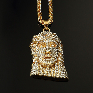 Joacii hombres helado Hiphop de Jesús la religión aleación de cobre Avatar cara sonriente collar con Gioielli Da Donna - Product Image 2