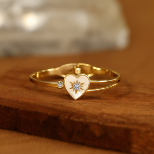 Fashion Charm <b>Bracelet</b> 316L Stainless Steel PVD Gold Plating Heart Design With <b>Crystal</b> Inlay Adjustable Fit - Product Image 3