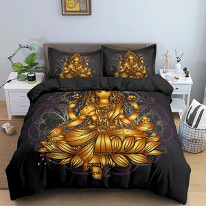 Set di biancheria da letto con stampa Buddha 3D copripiumino <span class=keywords><strong>per</strong></span> la meditazione con copertura del cuscino <span class=keywords><strong>per</strong></span> la casa decorazione vestiti da letto doppio Queen King Size - Product Image 3