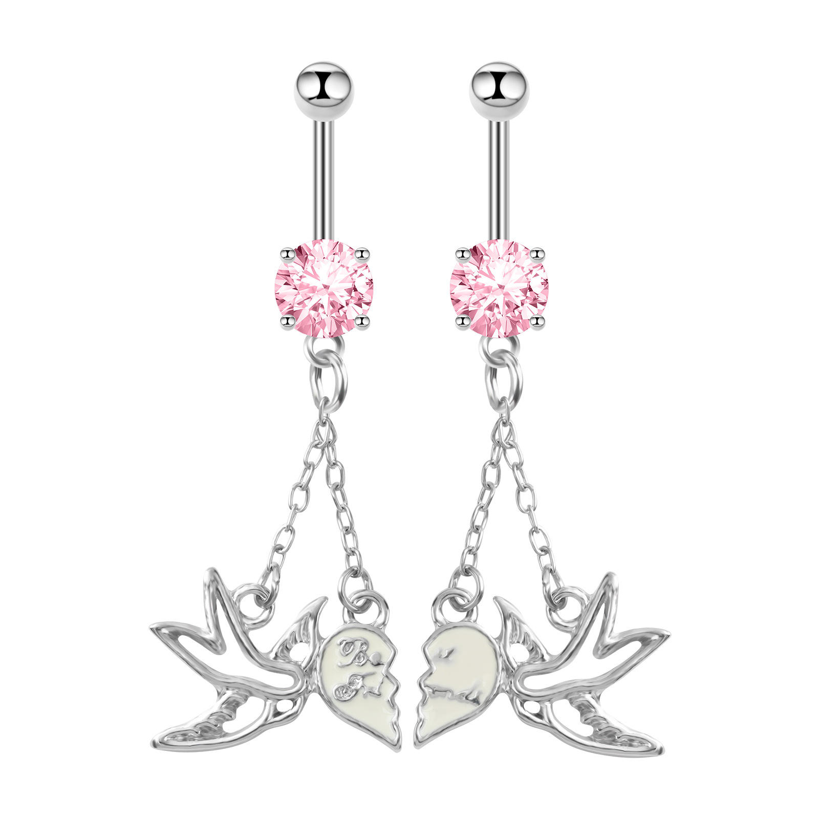 Coeur blanc diamant rose