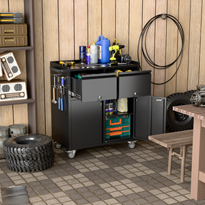 Aobabo OEM Garage Storage Cabinet Metal <b>Tool</b> Cabinet 2 Door with Pegboard and 2 <b>Drawers</b> Black Anti-Corrosion - Product Image 6