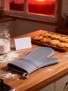 Gants de cuisine et maniques de four créatifs en néoprène noir résistant à la chaleur avec motifs imprimés - Product Image 2