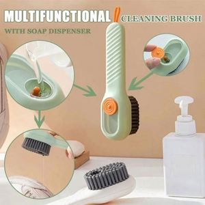 Multifunctional Eco-Friendly PP Soft Nylon Bristled Shoe Brush with Long Steel Handle and Automatic Liquid Adding - Product Image 2
