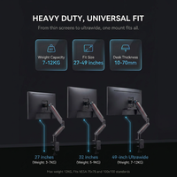 Support de moniteur simple robuste avec bras à ressort à gaz pour moniteur de jeu ultra-large de 27 à 49 pouces