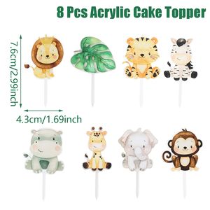 Décorations de gâteau en acrylique pour fête sur le thème de la <span class=keywords><strong>jungle</strong></span>, animaux, décorations de cupcakes pour anniversaire, fête d'anniversaire d'enfants, fête prénatale, ensemble de décorations de cupcakes - Product Image 3