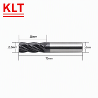 Fresa de extremo cuadrado de carburo sólido KLT HRC55 de 4 filos D10mm con recubrimiento TiAlN, cortador plano de carburo de tungsteno para CNC, para acero inoxidable de alta resistencia