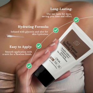 Lotion autobronzante hydratante 150 ml, crème bronzante sans soleil, DHA, aloe vera, huile de coco, teint clair à moyen, éclat naturel, crème bronzante - Product Image 3