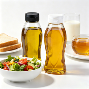 Bouteille à condiments transparente en PET de 450 ml avec bouchon à clapet et valve en silicone, idéale pour la confiture <span class=keywords><strong>maison</strong></span>, le ketchup, la mayonnaise, la sauce salade - Product Image 2