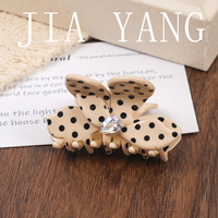 Pince à cheveux JIAYANG en acétate avec strass papillon 3D, pince florale multicolore pour femme, accessoire pour chignon semi-haut ou coiffure latérale