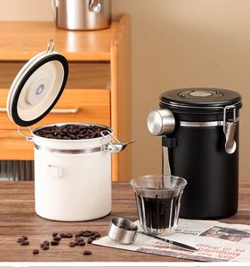 Modern Metal 40.5 OZ Coffee Tea Bean Grounds Container Valve-Integrated Gator Scoop Canister for <b>Kitchen</b> <b>Camping</b> Packaged - Product Image 2