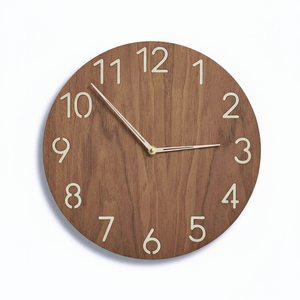 นาฬิกาแขวนไม้ที่ทันสมัยไม้ร่วมสมัยอเมริกันวอลนัทหน้าบาร์ชขนาดใหญ่หมายเลขตกแต่งห้องนั่งเล่นโลหะที่ยอดเยี่ยมขนาดใหญ่ - Product Image 1