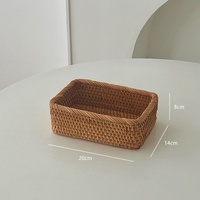 Boîte de rangement rectangulaire en rotin tressé semi-artisanale, organiseur de cosmétiques, panier de rangement pour table basse