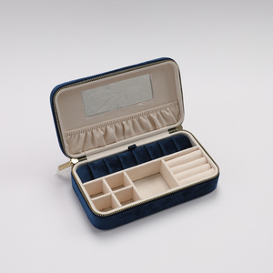 Trend Velvet Portable Jewelry Organizer <b>Box</b> Customizable Zippered Case for Travel Daily Jewelry <b>Storage</b> & Packaging Wholesale - Product Image 3